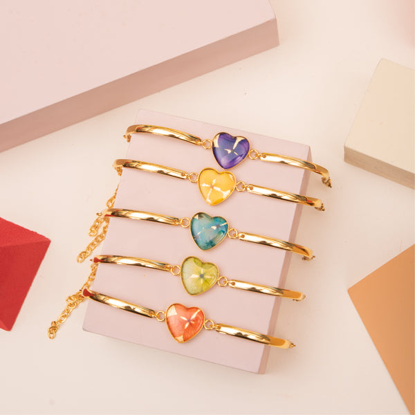HEART SHAPED CHARM-GOLDEN BRACELET -  RP255D